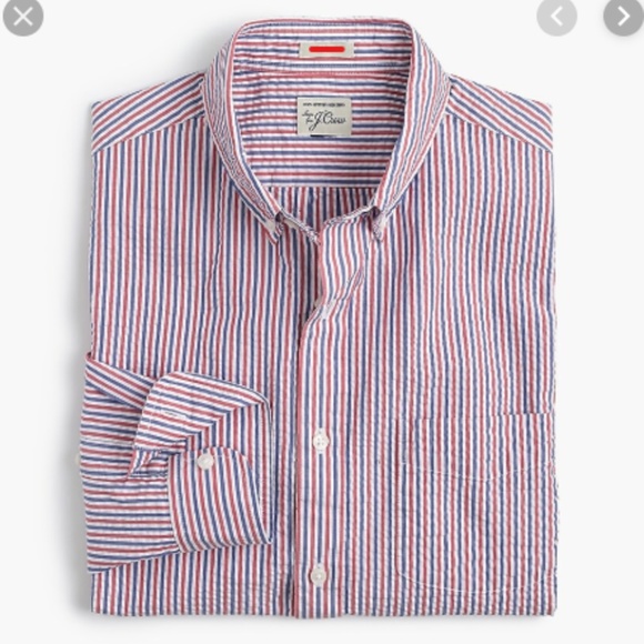 J. Crew Other - J Crew Seersucker Button Down Shirt Red White Blue